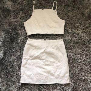 White skirt and cropped top set. Size medium